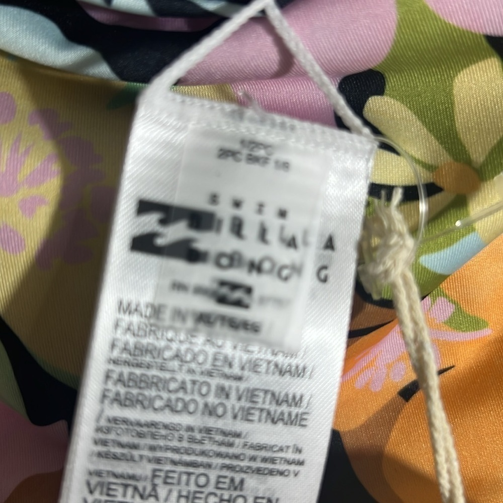 Billabong Floral Bikini in Black with Pastel Yellow, Pink & Green - Picture 10 of 13
